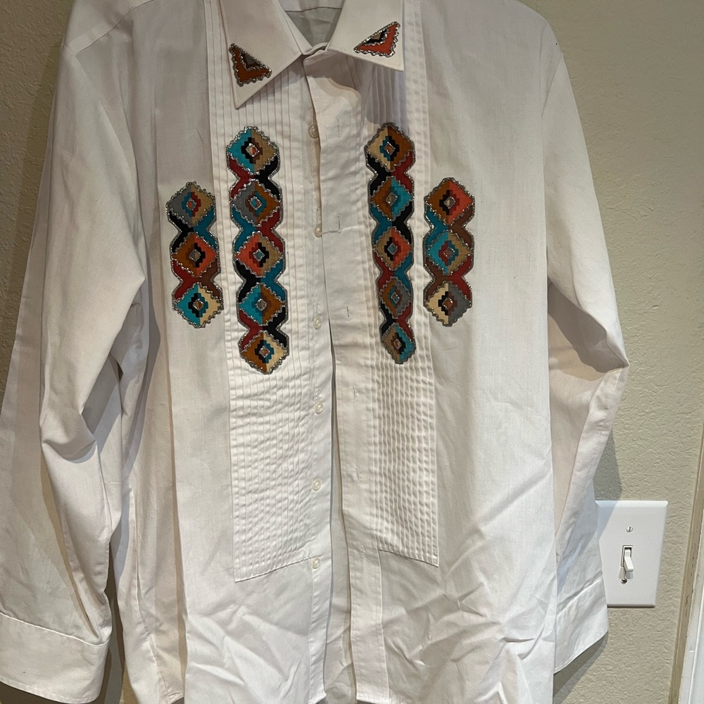 Embroidered White Men's Shirt